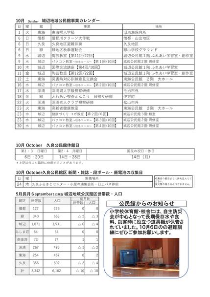 久良公民館だより(館報 ひさよし)令和6年10月号ウラの画像